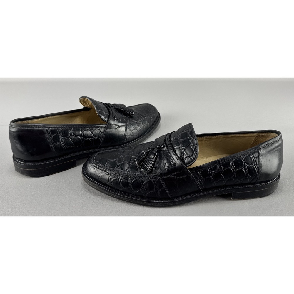 Vintage Johnston & Murphy Genuine Crocodile Tassel Loafer Shoes Italy Mens Sz 10